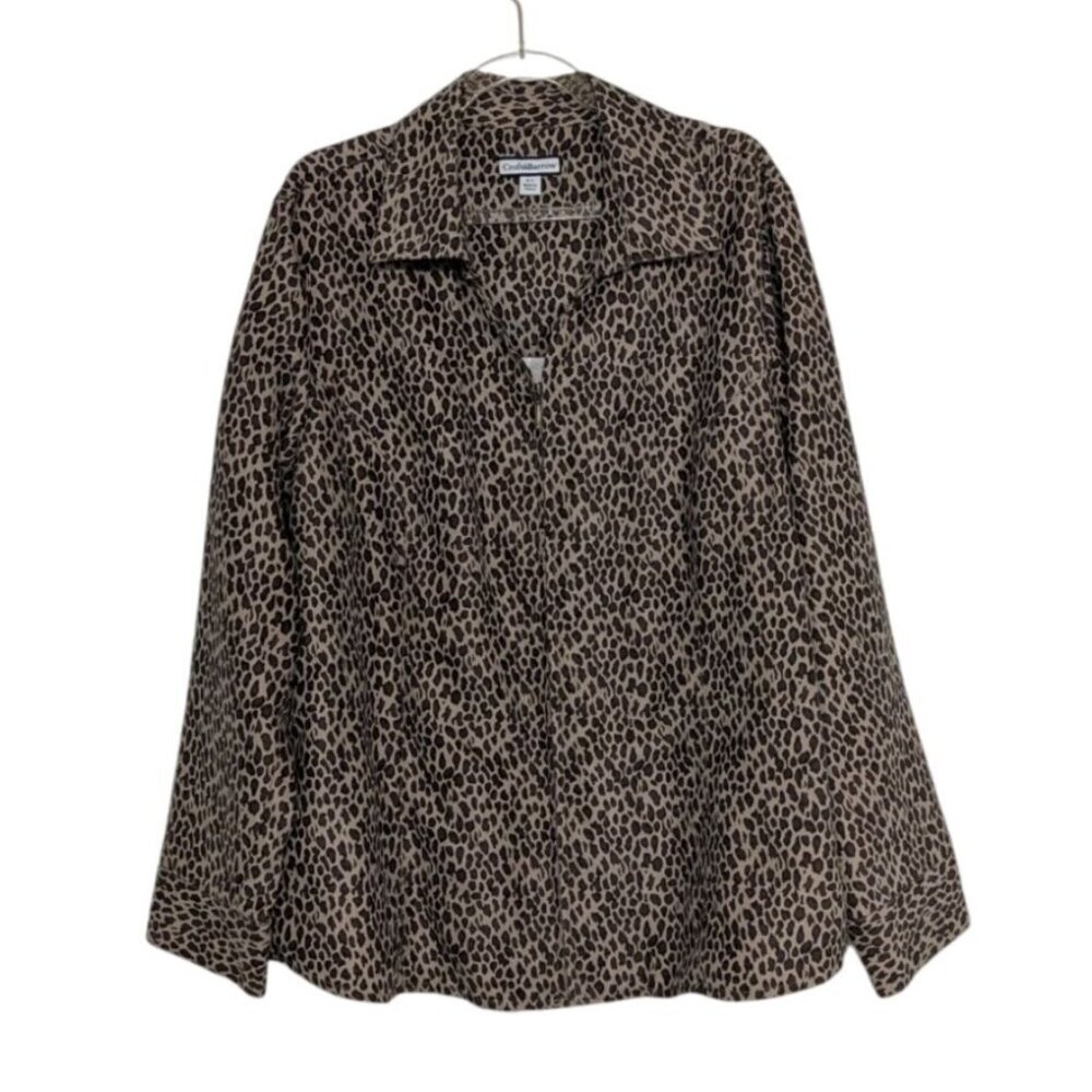 Croft & Barrow Leopard Jacket Womens Size XL Brown Animal Print Zip Lightweight